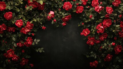 A beautiful arrangement of red roses and green foliage