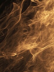 Obraz premium Abstract golden smoke swirls, dark background, design element