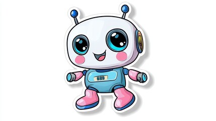 Cute Cartoon Robot Character with Big Eyes and Happy Expression