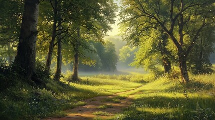 Obraz premium Green and lush forest paths