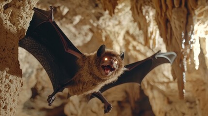 Obraz premium A Bat in a Cave