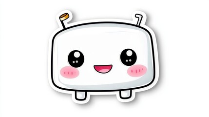 Fototapeta premium Cute Cartoon Television Character with Happy Expression and Antennas
