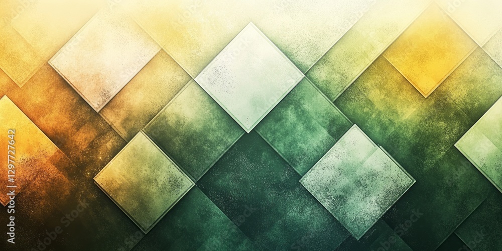Poster abstract pattern of textured diamonds transitioning from yellow to green