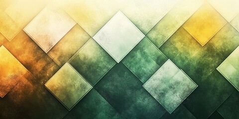 Abstract pattern of textured diamonds transitioning from yellow to green
