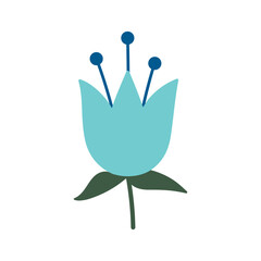 Bell Flower isolated on white background. Doodle style. Hand drawn Vector icon. Hand drawn Vector blue flover illustration.