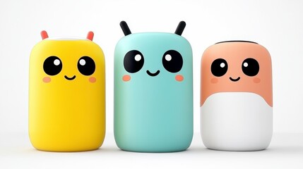 Obraz premium Cute Cartoon Characters in Bright Colors with Happy Expressions