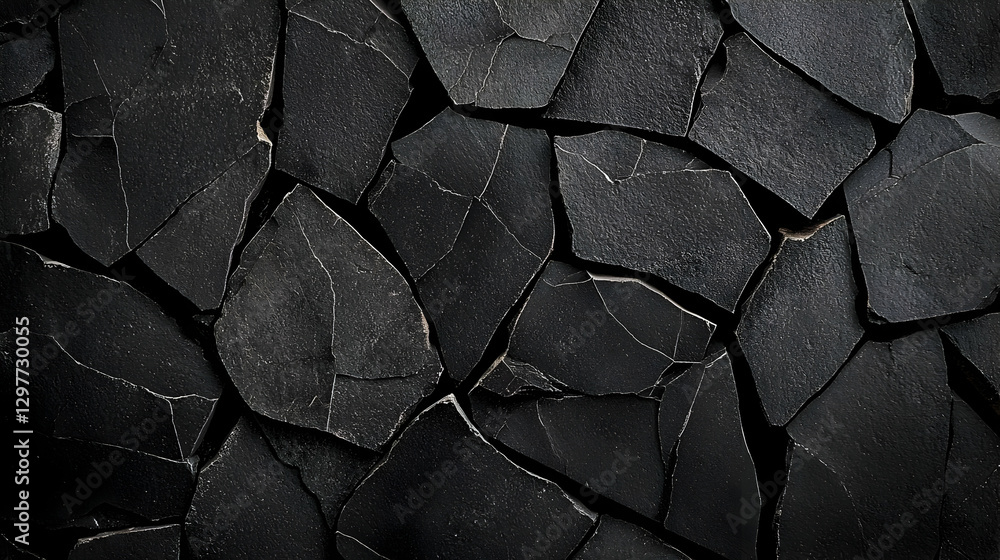Poster abstract texture of black stone fragment mosaic pattern wall background