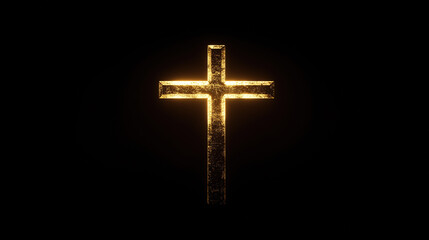 A radiant golden cross glowing against a dark background, emanating soft, divine light