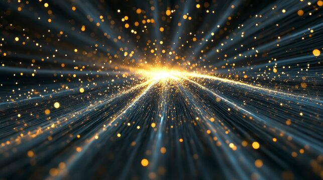 Dynamic Burst of Golden Particles and Light Effect Background