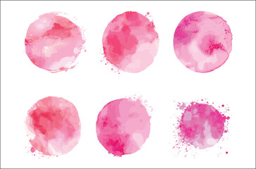 Pink Watercolor Circle Clipart – Hand-Painted Abstract Vector Design