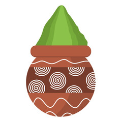 Indian Clay Pots with Assorted Holi Colors