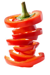 Floating Sliced Red Bell Pepper in Motion