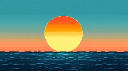 Obraz premium Vibrant Sunset Over Ocean Waves with Colorful Sky Horizon