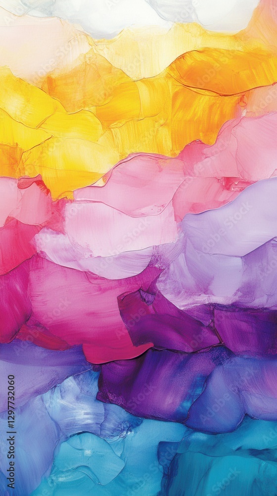 Poster Vivid strokes of color in abstract painting creating a vibrant texture and a modern artistic expression with a captivating gradient