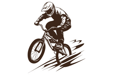 Obraz premium Silhouette of a girl riding a bicycle in motion