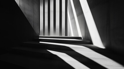 Fototapeta premium Geometric space interwoven with light and shadow