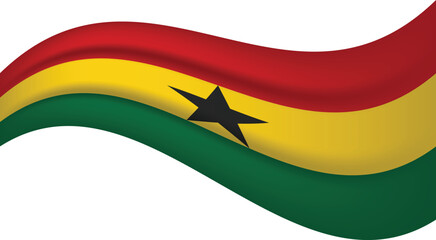 Ghana wavy flag, waving flag vector illustration