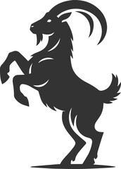 Fototapeta premium Goat standing on hind legs as if ready to jump animal vector silhouette