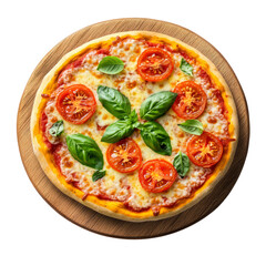 Traditional Italian Pizza on Wooden Plate