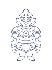 Knight in Full Armor with a Detailed Crest – Historical Adult Coloring Page on White Background