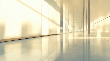 Fototapeta premium Modern Minimalist Architecture Sunlit Corridor Interior Design