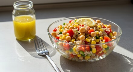 Delicious and Healthy Bulgur Salad with Chickpeas, Corn, and Lemon Dressing A Vibrant and Nutritious Meal