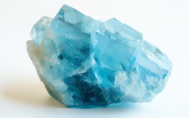 Obraz premium Beautiful blue crystal with transparent facets showcasing natural brilliance and raw texture found in a mineral collection