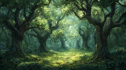 Naklejka premium Sunlit Forest Path