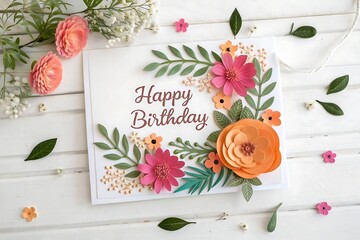 Handmade paper flower birthday card