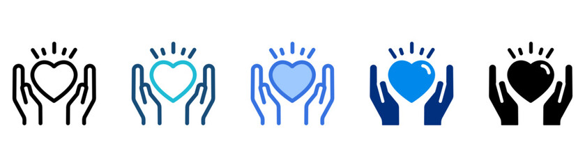 Tenderness icon set multiple style collection	
