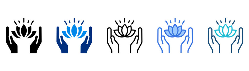 Fototapeta premium wellness icon. hands with lotus flower. icon set multiple style collection