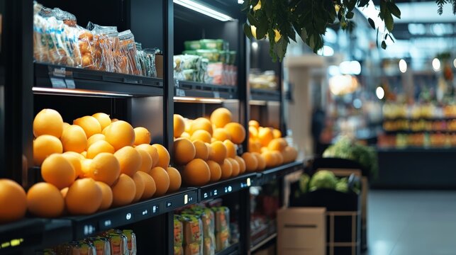 Smart grocery store with AI checkout-free shopping and real-time inventory tracking