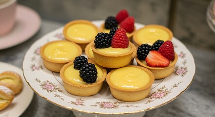 Delicious Lemon Tarts with Fresh Berries: A Delightful Pastry Platter