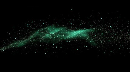 Emerald Green Glitter Sparkles on Black Background