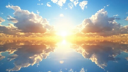 Fototapeta premium Serene Sunset Reflection Over a Glassy Lake