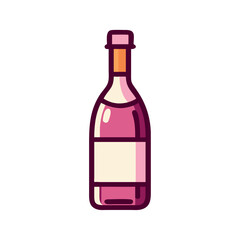 Wine Bottle Icon with Label