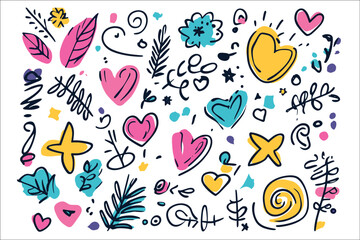Naklejka premium Hand-Drawn Floral Patterns - Colorful AI-Generated Vector.