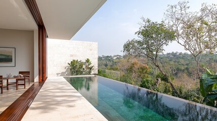 Hillside villa infinity pool tropical view