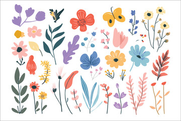 Hand-Drawn Floral Patterns - Colorful AI-Generated Vector.