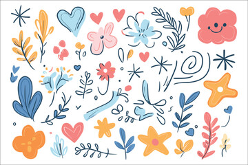 Hand-Drawn Floral Patterns - Colorful AI-Generated Vector.