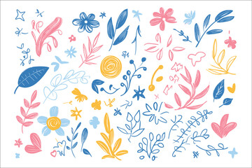 Hand-Drawn Floral Patterns - Colorful AI-Generated Vector.