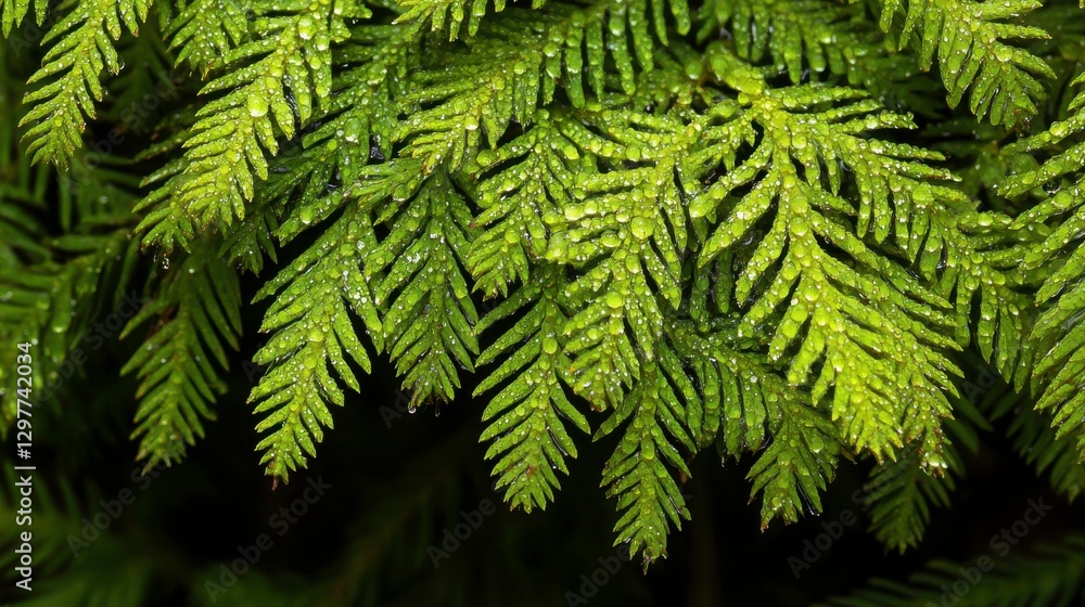 Aufkleber soaked tree branches with droplets in soft light