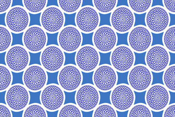 Modern geometric pattern with squares and circles. Ikat print. Abstract art illustration of chevron zigzag. Trendy.