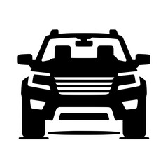 Front view icon of an SUV, symbol of transportation and adventure