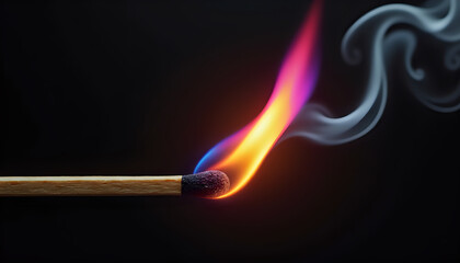 a burning match and smoke