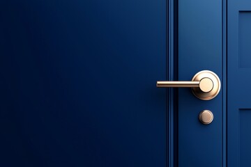 Obraz premium Blue door with a sleek handle and knob, showcasing modern design elements in a stylish interior space