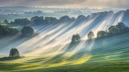 Soft Morning Sunlight in Rural Landscape