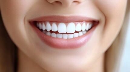 Fototapeta premium Radiant Smile Revealing Perfect Teeth in a Close Up View of a Happy Woman with Healthy Gums and Lips