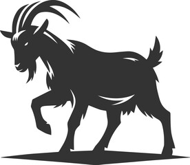 Goat standing with head lowered, prepared to charge animal vector silhouette
