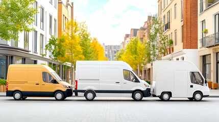 Delivery vans parked city street